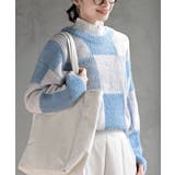 ブルー | ブロック配色柄ニットプルオーバー | rps