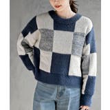 ネイビー | ブロック配色柄ニットプルオーバー | rps