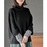 ブラック | アームウォーマーレイヤー風タートルニットチュニック | rps