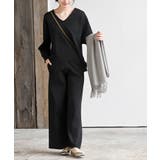 ブラック | Vネックニットプルオーバー+ニットパンツセットアップ | rps