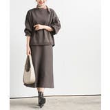 ブラウン | ボートネックニットプルオーバー+ニットスカートセットアップ | rps