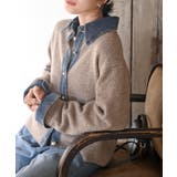 デニム切替レイヤード風ニットカーディガン | rps | 詳細画像16