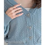 リボンボタン透かし編みニットカーディガン | rps | 詳細画像33 