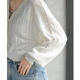 リボンボタン透かし編みニットカーディガン | rps | 詳細画像8 