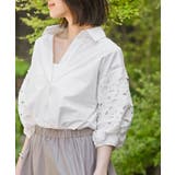 オフホワイト | レース7分袖スキッパーチュニック | rps