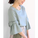 ブルー | フレアーリボン袖７分プルオーバー | rps