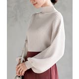 アイボリー | ボリューム袖ボトルネックリブニットプルオーバー | rps