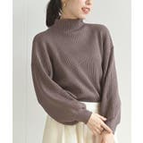 モカ | ボリューム袖ボトルネックリブニットプルオーバー | rps