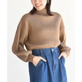 キャメル | ボリューム袖ボトルネックリブニットプルオーバー | rps