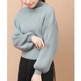 グリーン | ボリューム袖ボトルネックリブニットプルオーバー | rps