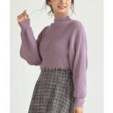 ラベンダー | ボリューム袖ボトルネックリブニットプルオーバー | rps