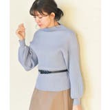 ブルー | ボリューム袖ボトルネックリブニットプルオーバー | rps