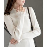 アイボリー | フリルネックリブニットプルオーバー | rps