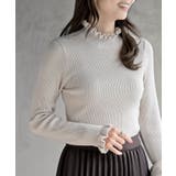 オフベージュ | フリルネックリブニットプルオーバー | rps