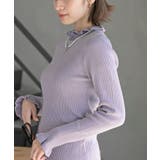 ラベンダー | フリルネックリブニットプルオーバー | rps