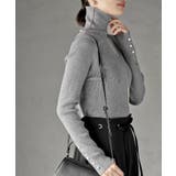 杢グレー | 袖口ボタンタートルリブニットプルオーバー | rps