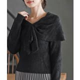 ブラック | リボンモチーフラメフェザーニットプルオーバー | rps