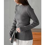 CHACグレー | 袖口ボタンプチハイラメリブニットプルオーバー | rps