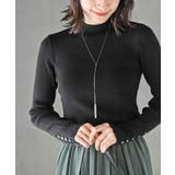 ブラック | 袖口ボタンプチハイラメリブニットプルオーバー | rps