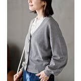 リボンボタンボリューム袖ラメニットＶカーディガン | rps | 詳細画像24 