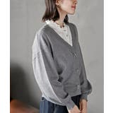 リボンボタンボリューム袖ラメニットＶカーディガン | rps | 詳細画像26 