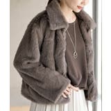 モカ | 襟付きフェイクファーショートジャケット | rps