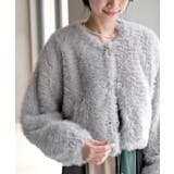 ライトグレー | リボン釦フェイクファージャケット | rps