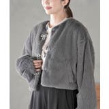 CHACグレー | リボン釦フェイクファージャケット | rps