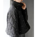 ブラック | パール付きダイヤキルトソフト中綿ジャケット | rps