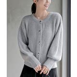 グレー | ハートボタンラメフェザークルーネックカーディガン | rps