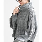 杢グレー | ライン入りタートルケーブルニットプルオーバー | rps