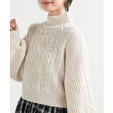 アイボリー | パール付きハイネックケーブルニットプルオーバー | rps