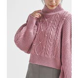 ピンク | パール付きハイネックケーブルニットプルオーバー | rps