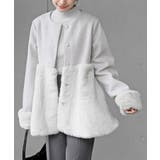 グレージュ | 異素材切替パール付きフェイクファーコート | rps