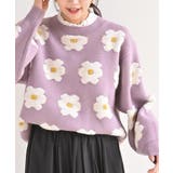 パープル | ３Ｄフラワーニットプルオーバー | rps