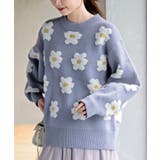 ブルー | ３Ｄフラワーニットプルオーバー | rps