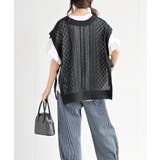 透かし総柄サイドリボンニットベスト | rps | 詳細画像4 