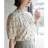 イエロー | 花柄プチハイネック７分袖ブラウス | rps