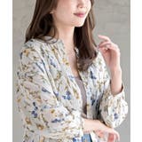 花柄スラブバンドカラー７分袖ブラウス | rps | 詳細画像14 