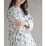 花柄スラブバンドカラー７分袖ブラウス | rps | 詳細画像7 