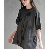 CHACグレー | サガラ刺繍バンドカラードルマンブラウス | rps