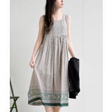 ベージュ | レーヨンプリントワンピース | rps