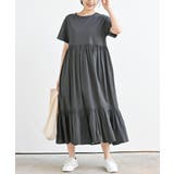 CHACグレー | カット×布帛切替ティアードワンピース | rps