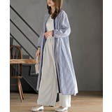 ストライプパターン切替７分袖シャツワンピース | rps | 詳細画像12 