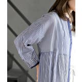 ストライプパターン切替７分袖シャツワンピース | rps | 詳細画像15 