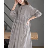 ストライプパターン切替７分袖シャツワンピース | rps | 詳細画像7 