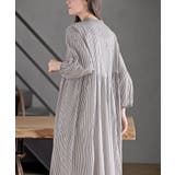 ストライプパターン切替７分袖シャツワンピース | rps | 詳細画像8 