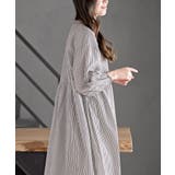 ストライプパターン切替７分袖シャツワンピース | rps | 詳細画像9 