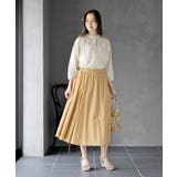 フリルネック７分袖綿麻ブラウス | rps | 詳細画像12 