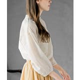 フリルネック７分袖綿麻ブラウス | rps | 詳細画像19 